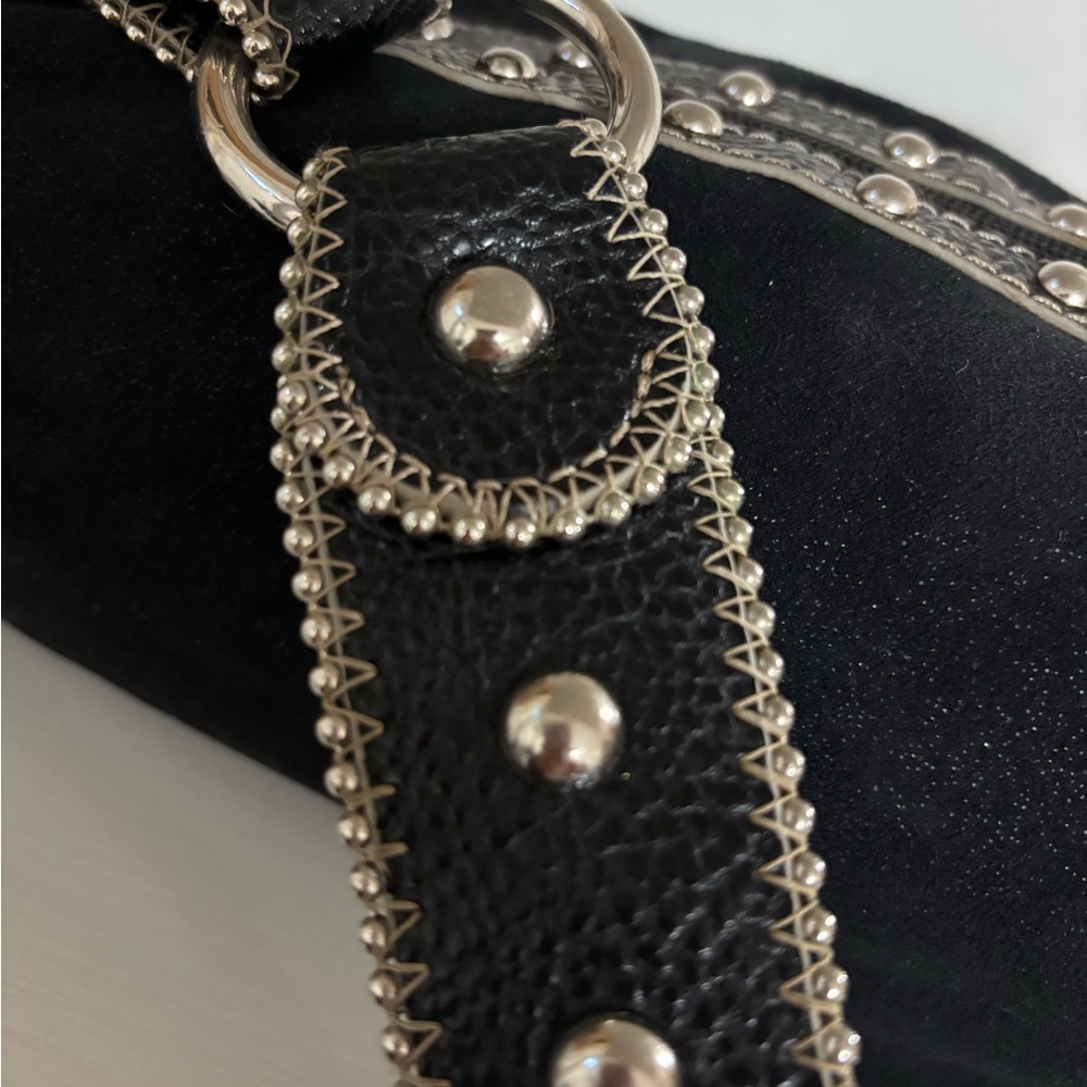 Kathy Van Zeeland Vintage Black Suede Double Kisslock bag - Picture 7 of 14
